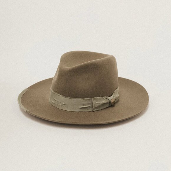 Two Roads Hat Co Delmar Distressed Fedora Size 59Large Olive 100% Wool - Picture 12 of 15